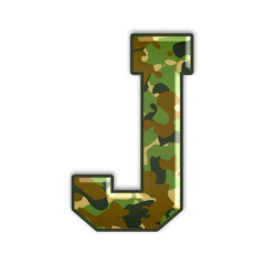 Alphabet with camouflage texture and embossed effect