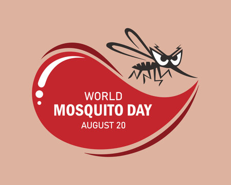 world mosquito day - black silhouette mosquito on skin body and brown background vector design.