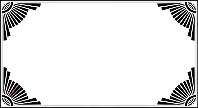 Art deco frame background vintage border template design graphic element invitation card certificate 1920s editable stock vector illustration