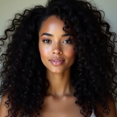 Naklejka premium portrait of a beautiful young woman with curly hair.