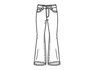 Bootcut jeans Line Art Illustration