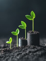 Visual Representation of Growth with Dynamic Progress Bars and a Green Plant Synergy in Design Key Performance Indicators Concept