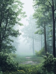 Obraz premium green forest in the morning