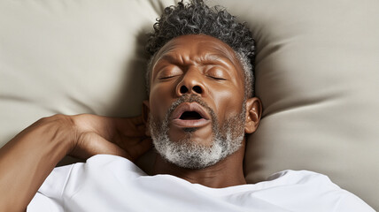 Man sleeping peacefully with open mouth.