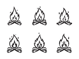 Campfire Simple Line Art Icons
