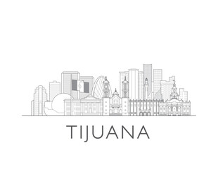 Obraz premium Tijuana, Mexico cityscape illustration skyline drawing