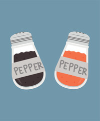 Flat Design Illustration with Pepper and Chilli Pepper