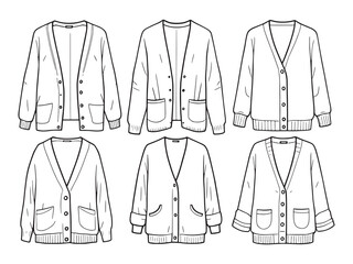 Cardigan Simple Line Art Icons