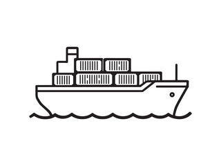 Obraz premium Minimal Cargo Ship Line Drawings