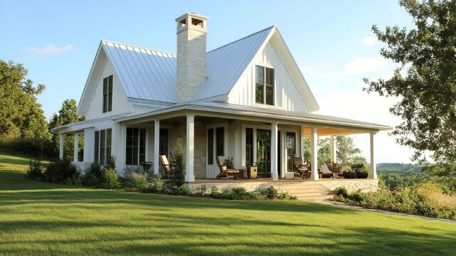 Country-style farmhouse design featuring rustic elements and modern interior architecture