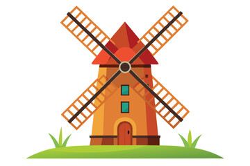 Charming Rustic Windmill Illustration A Whimsical Countryside Scene
