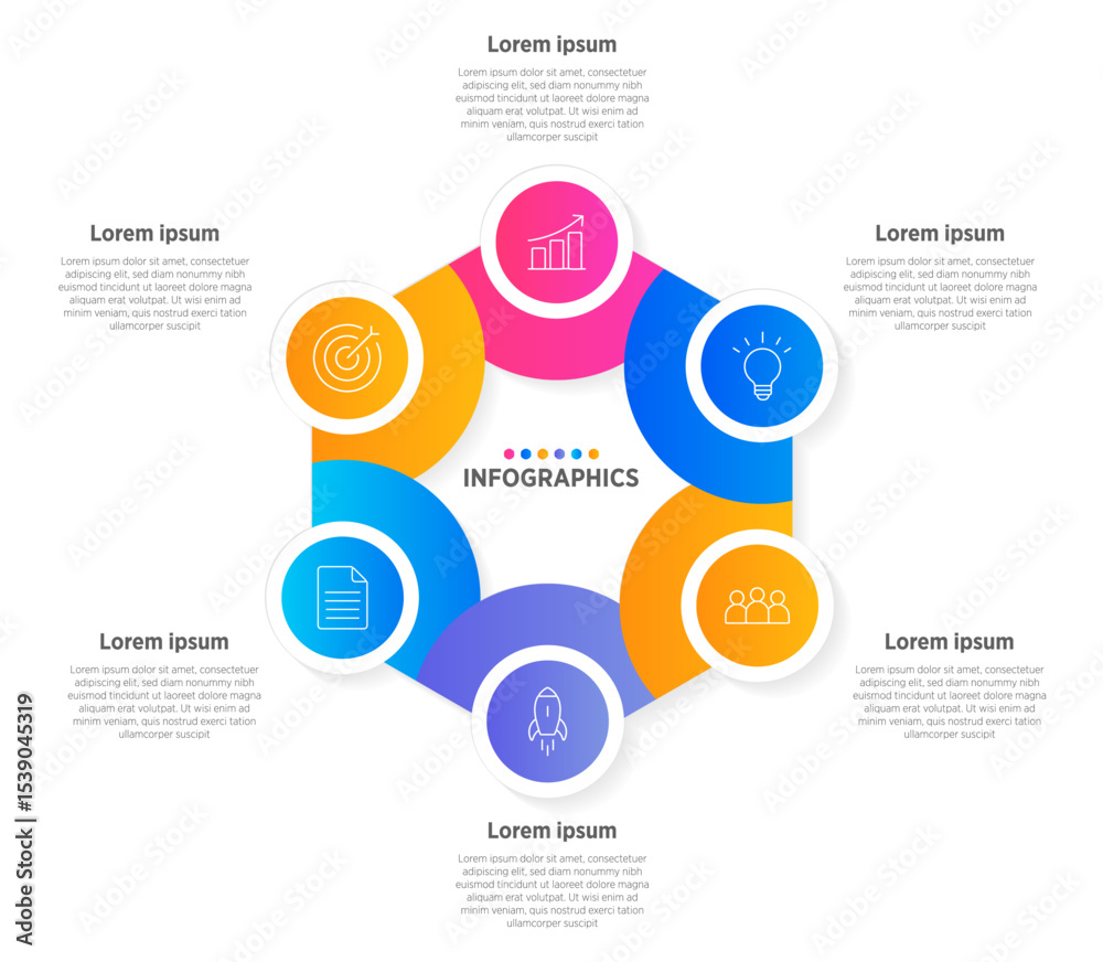 Wall mural modern vector infographic label design with circle infographic template design and 6 options or step