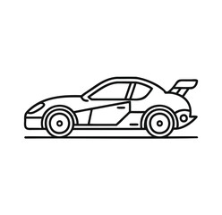 Racing Car Vector Icon – Outline Style on White Background