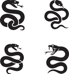Snake silhouette set vector illustration isolated On Transparent Background