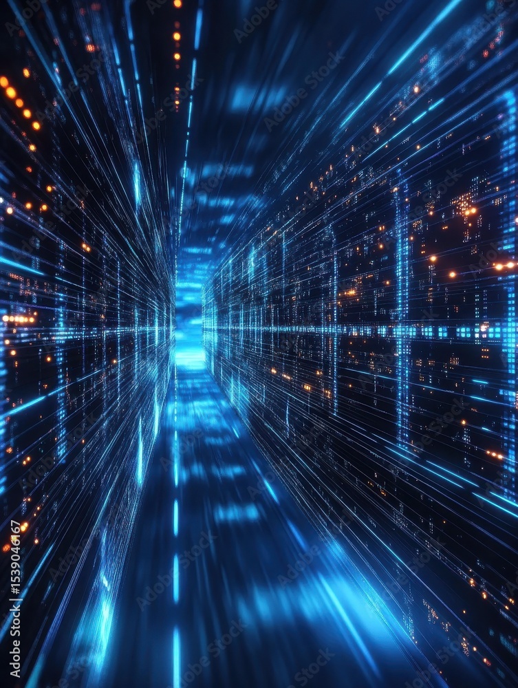 Poster abstract technology big data background concept: digital data flow motion, transfer and storage of d