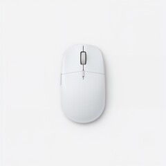 A top-down shot of a simple white mouse, the epitome of modern design and utility, in isolated state