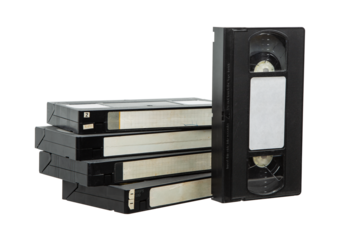 Old analog video tapes with stains