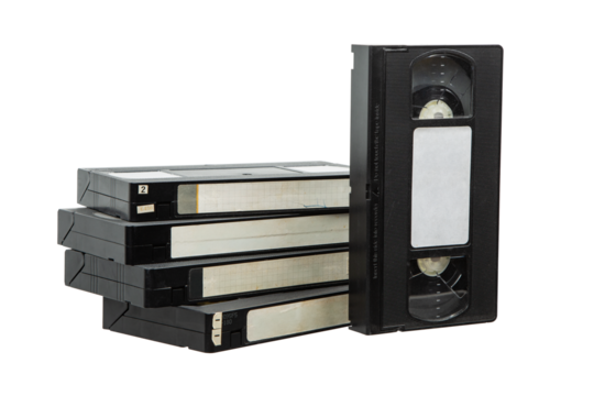 Old analog video tapes with stains