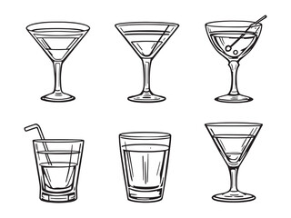 Minimal Cocktail Glass Illustrations