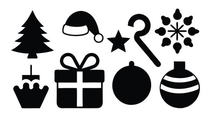 Naklejka premium Christmas Icons Festive Holiday Symbols Collection