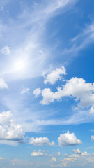 Fototapeta premium blue sky with white cumulus and cirrus clouds