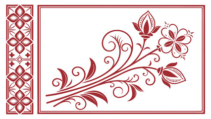 Elegant Red Floral Design Element Perfect for Invitations, Cards, and More