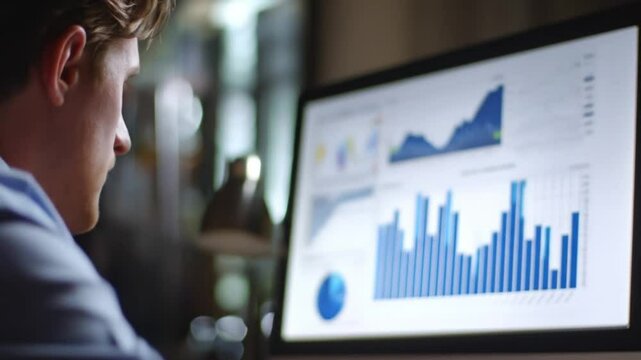 Financial Growth Chart on Digital Computer Monitor
