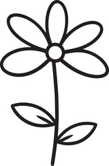 Flower Icon Silhouette Black Vector | Botanical Floral Clipart | Simple Bloom Outline EPS for Craft, Decor & Print Design