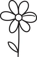 Flower Icon Silhouette Black Vector | Botanical Floral Clipart | Simple Bloom Outline EPS for Craft, Decor & Print Design