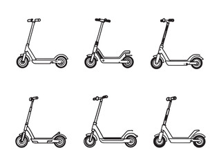 Electric scooter Line Art Illustration
