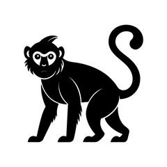 Obraz premium Monkey silhouette vector Style with white background 