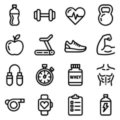 Collection of fitness and exercise related icons