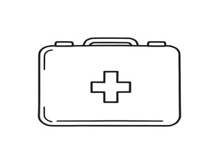 Obraz premium First Aid Kit Simple Line Sketch