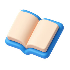3d icon of an open book in a playful plastic style, symbolizing knowledge, education, and creativity with vibrant colors and smooth edges