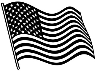 Waving american flag black and white illustration © Riddhi