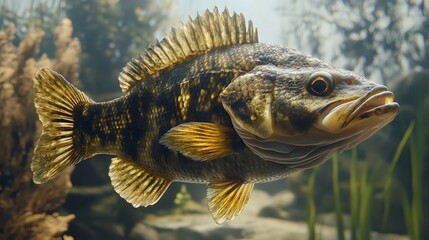 Obraz premium Large Muskie Fish in Underwater Habitat