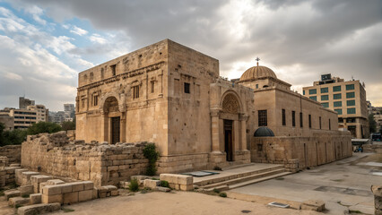 jerusalem old city,view of jerusalem from the rock,Historic Architecture of Ancient Building Under Dramatic Sky