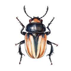 watercolor of Atlas Beetle, vector, isolated on a white background.