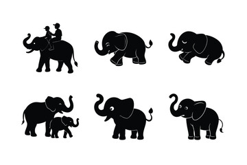 Naklejka premium Elephant silhouette design bundle