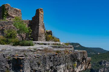 View of the ruined castle from the edge of the cliff