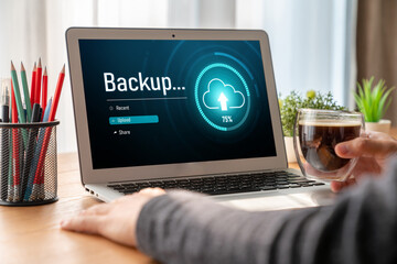 Backup Storage Data Internet Technology Business concept. Database storage cloud technology file...