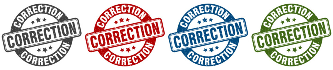 correction stamp. correction round stamp set isolated on white background