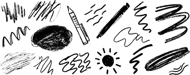 Hand drawn doodle collection: twelve unique shaky line designs for creative artwork