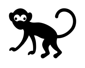 Obraz premium Cute Vervet Monkey Silhouette - Cartoon African Animal Vector Illustration for Nursery Decor, Safari Logos & Conservation Isolated White