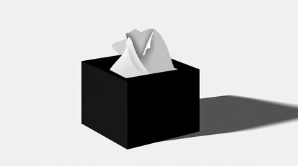 Naklejka premium Tissue Box Silhouette Vector Icon, Minimal Black Flat Tissue Container Design, Clean Silhouette Tissue Dispenser on White Background, Modern Vector for Hygiene and Health Branding
