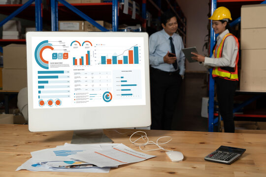 Business data dashboard provide business intelligence analytic for marketing strategy planning snugly with big data set to analyze customer demands and foreseeing business future