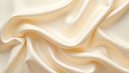 Obraz premium Cream Silk Fabric with Swirling Texture – Soft Luxury BackgroundElegant Cream Silk Swirls – Smooth and Luxurious Fabric TextureSwirling Cream Silk Fabric – Gentle Luxury Textile BackgroundSoft C