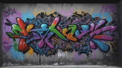 Colorful Urban Graffiti Wall with Abstract Street Art Design