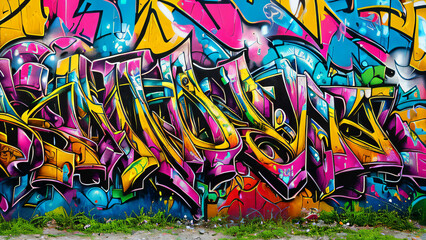 Colorful Urban Graffiti Wall with Abstract Street Art Design