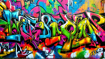 Colorful Urban Graffiti Wall with Abstract Street Art Design